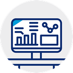 icon of a computer and charts